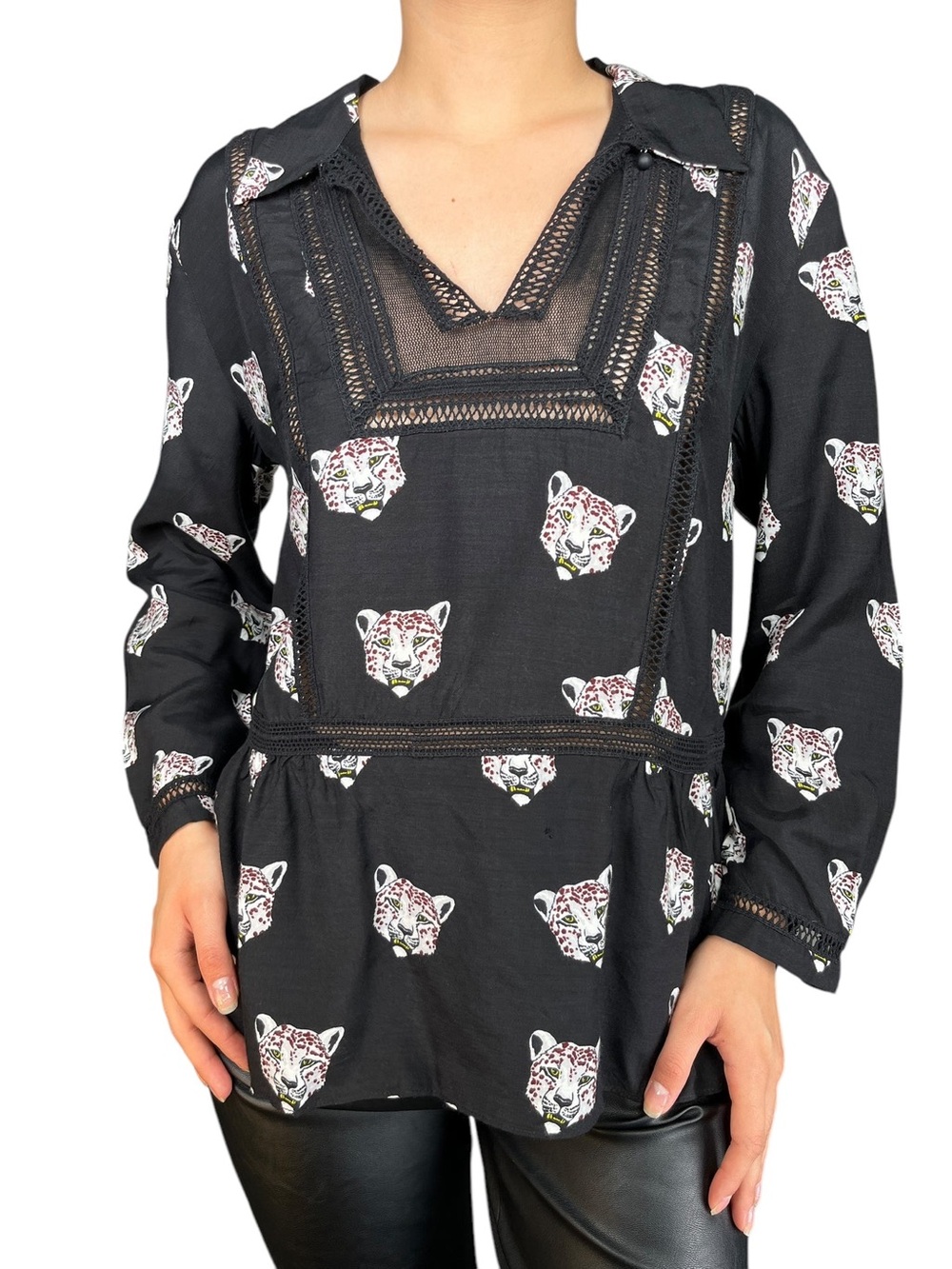Bimba Y Lola Leopard Print Viscose Blouse
